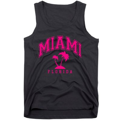 Miami Beach Florida Palms Palm Trees Preppy Varsity Pink Tank Top