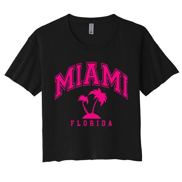 Miami Beach Florida Palms Palm Trees Preppy Varsity Pink Crop Top