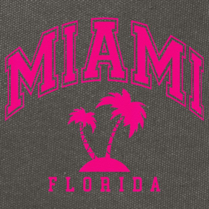 Miami Beach Florida Palms Palm Trees Preppy Varsity Pink Cotton Canvas Backpack