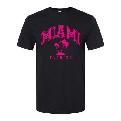 Miami Beach Florida Palms Palm Trees Preppy Varsity Pink Softstyle® CVC T-Shirt