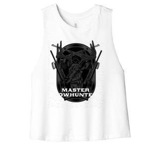 Master Bowhunter Fathers Day Hunting Parents Hunter Archery Gift Women's Racerback Cropped Tank