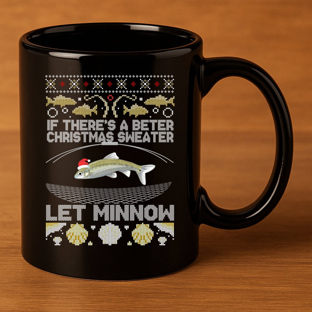 Minnow Bait Fish Trap Angler Fishing 11oz C Handle Ceramic Mug