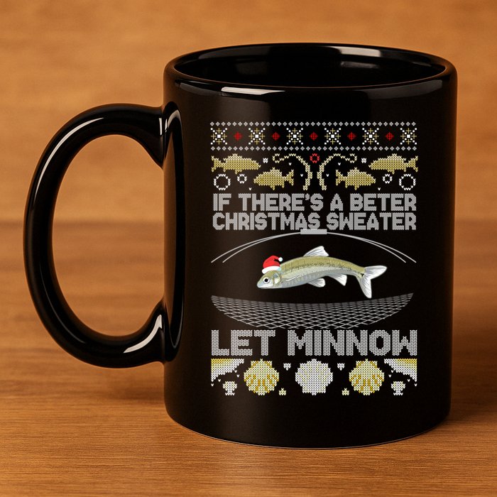 Minnow Bait Fish Trap Angler Fishing 11oz C Handle Ceramic Mug