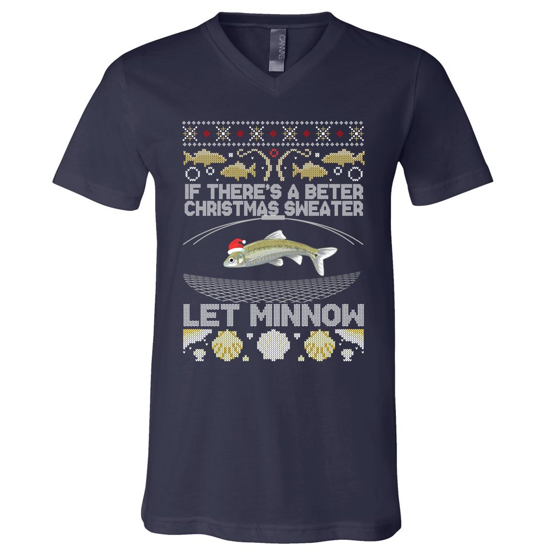 Minnow Bait Fish Trap Angler Fishing V-Neck T-Shirt