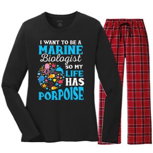 Marine Biology Future Marine Biologist Gift Saying Women's Long Sleeve Flannel Pajama Set 