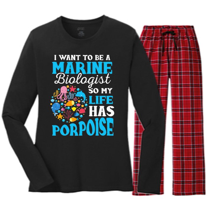 Marine Biology Future Marine Biologist Gift Saying Women's Long Sleeve Flannel Pajama Set 