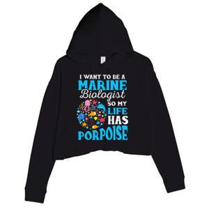 Marine Biology Future Marine Biologist Gift Saying Crop Fleece Hoodie