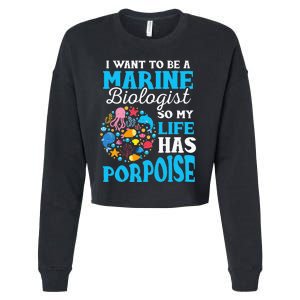 Marine Biology Future Marine Biologist Gift Saying Cropped Pullover Crew