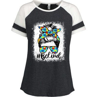 Messy Bun For MotherS Day Be Kind Autism Awareness Gift Enza Ladies Jersey Colorblock Tee