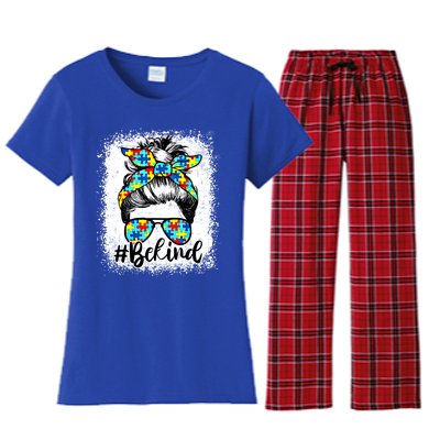 Messy Bun For MotherS Day Be Kind Autism Awareness Gift Women's Flannel Pajama Set