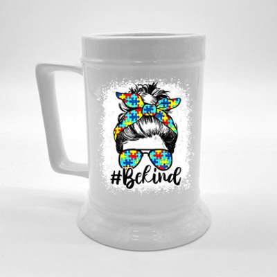 Messy Bun For MotherS Day Be Kind Autism Awareness Gift Beer Stein