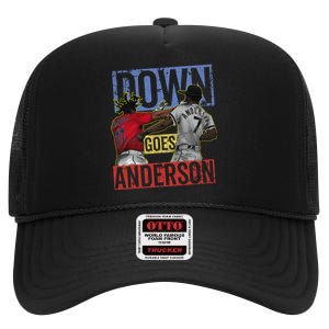 Meme Baseball Funny Down Goes Anderson High Crown Mesh Back Trucker Hat