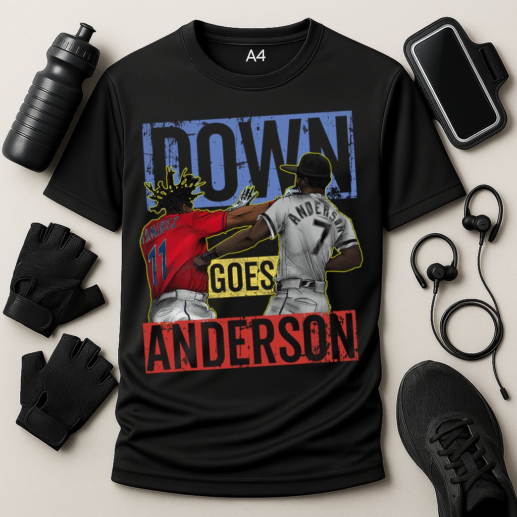 Meme Baseball Funny Down Goes Anderson Cooling Performance Crew T-Shirt