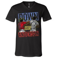 Meme Baseball Funny Down Goes Anderson V-Neck T-Shirt
