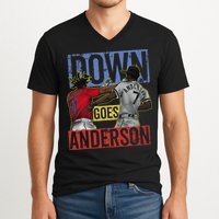 Meme Baseball Funny Down Goes Anderson V-Neck T-Shirt
