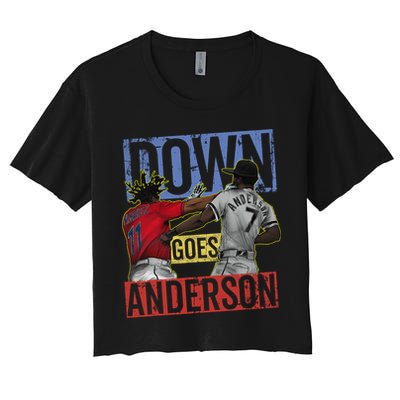Meme Baseball Funny Down Goes Anderson Women's Crop Top Tee