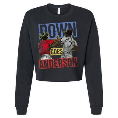 Meme Baseball Funny Down Goes Anderson Cropped Pullover Crew