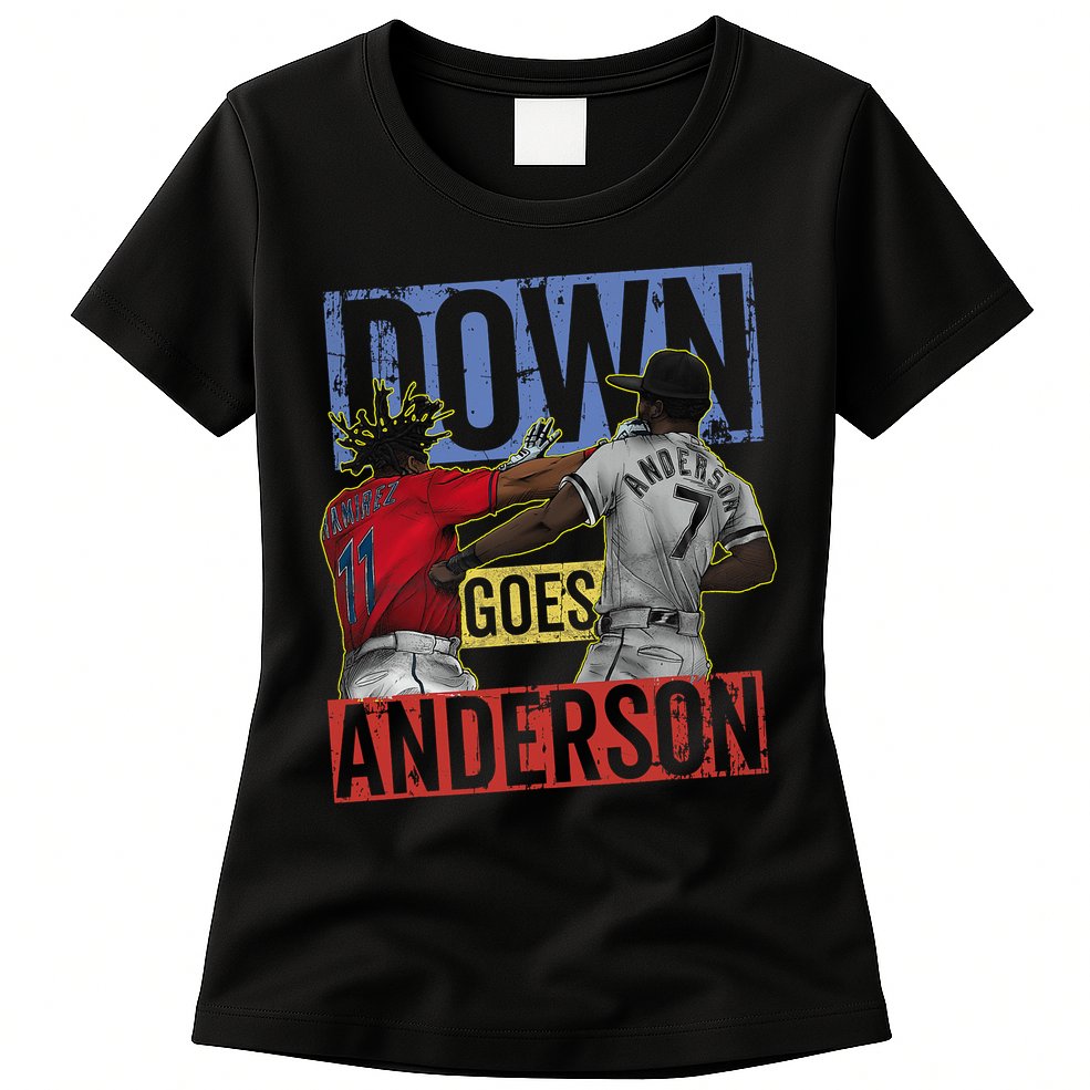 Meme Baseball Funny Down Goes Anderson Womens T-Shirt