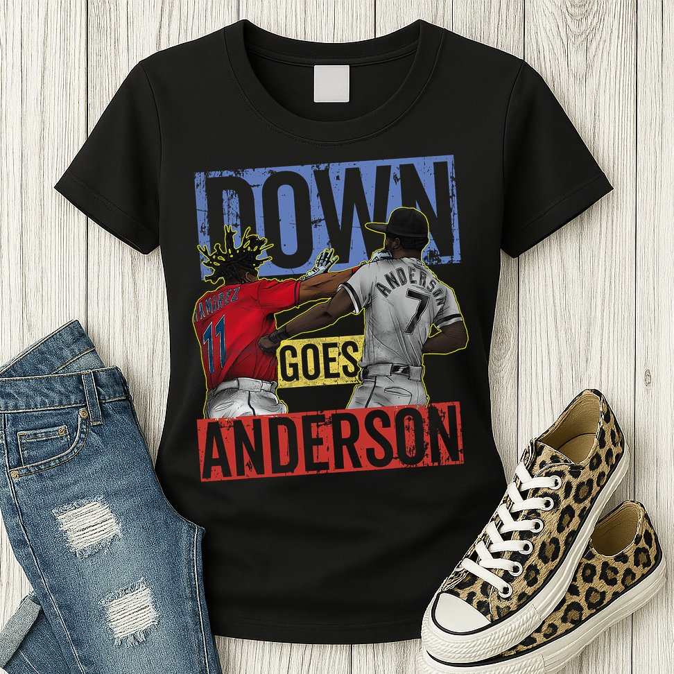 Meme Baseball Funny Down Goes Anderson Womens T-Shirt