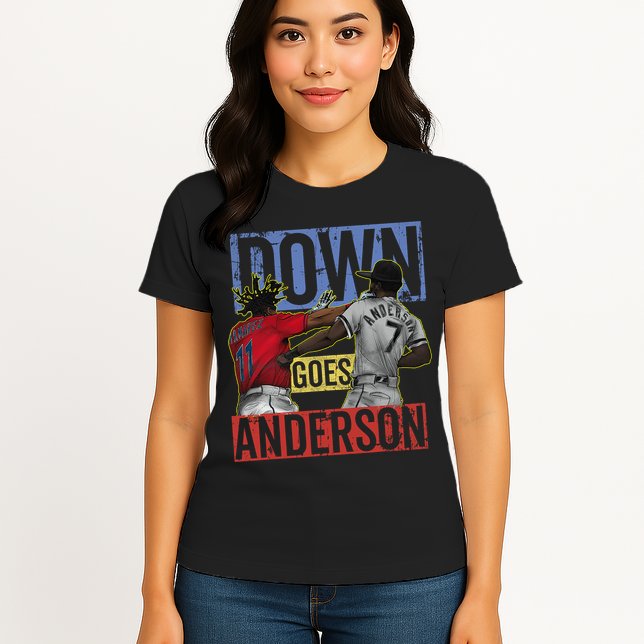 Meme Baseball Funny Down Goes Anderson Womens T-Shirt