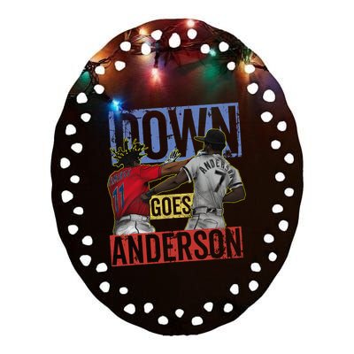 Meme Baseball Funny Down Goes Anderson Ceramic Oval Ornament