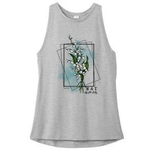 May Birthday Flower Lily Of The Valley Gift Ladies PosiCharge Tri-Blend Wicking Tank