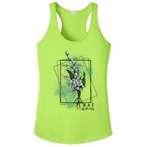 May Birthday Flower Lily Of The Valley Gift Ladies PosiCharge Competitor Racerback Tank