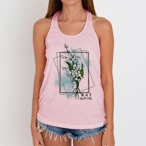 May Birthday Flower Lily Of The Valley Gift Women's Knotted Racerback Tank