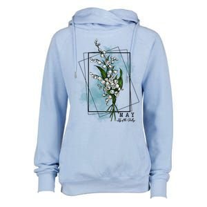 May Birthday Flower Lily Of The Valley Gift Womens Funnel Neck Pullover Hood