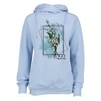 May Birthday Flower Lily Of The Valley Gift Womens Funnel Neck Pullover Hood