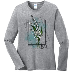 May Birthday Flower Lily Of The Valley Gift Ladies Long Sleeve Shirt