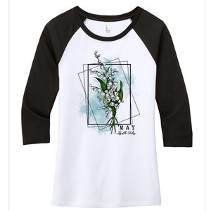 May Birthday Flower Lily Of The Valley Gift Women's Tri-Blend 3/4-Sleeve Raglan Shirt