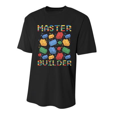 Master Builder Funny Building Blocks Gifts Youth Performance Sprint T-Shirt