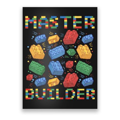 Master Builder Funny Building Blocks Gifts Poster