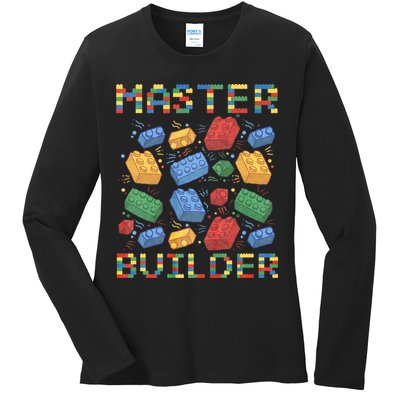 Master Builder Funny Building Blocks Gifts Ladies Long Sleeve Shirt