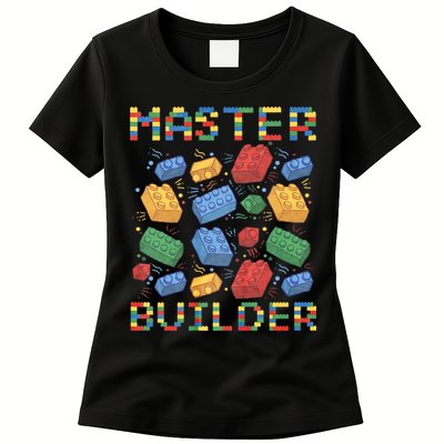 Master Builder Funny Building Blocks Gifts Womens T-Shirt