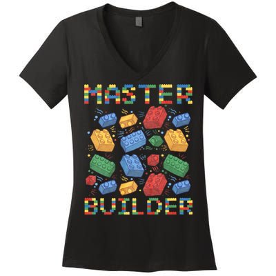 Master Builder Funny Building Blocks Gifts Women's V-Neck T-Shirt