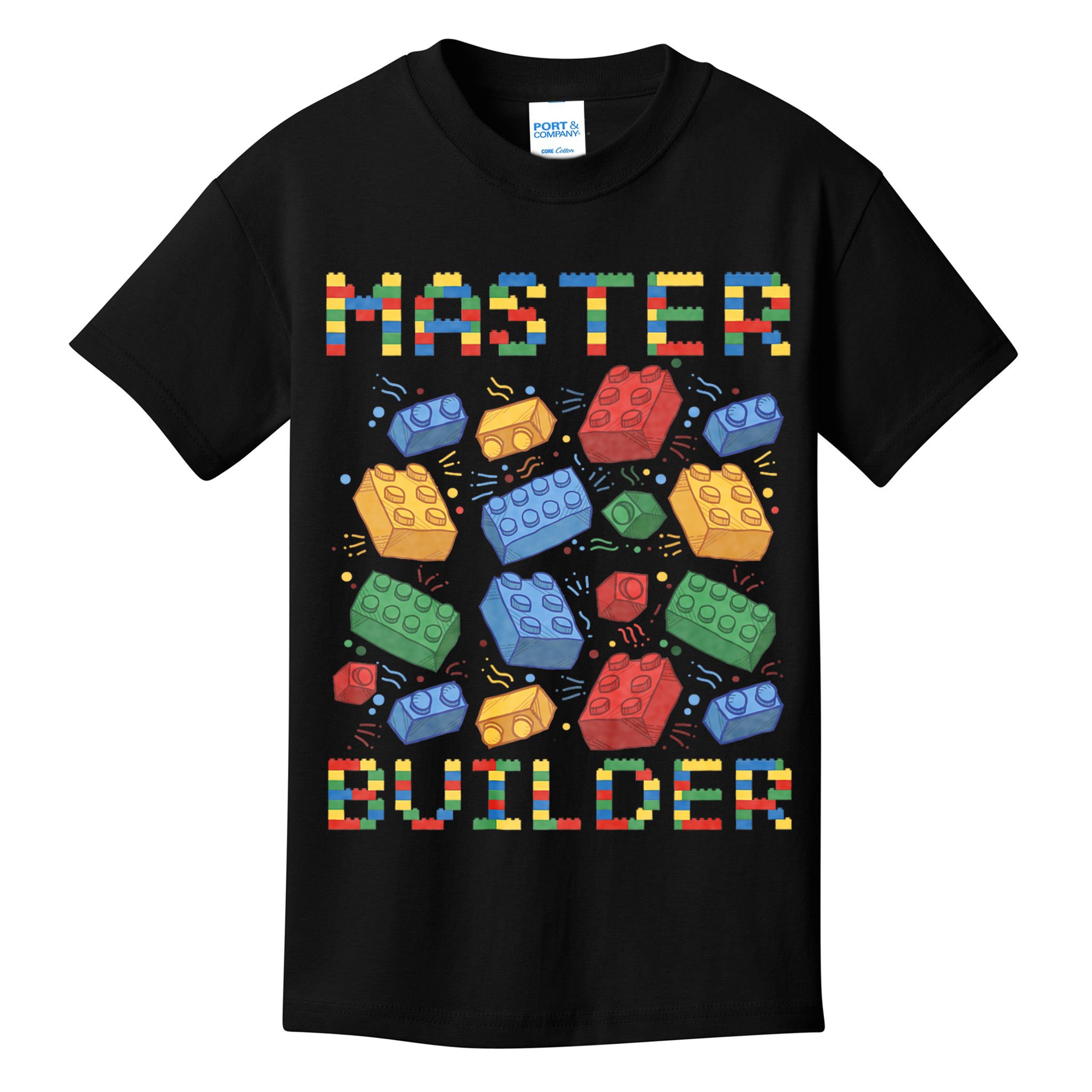 Master Builder Funny Building Blocks Gifts Kids T-Shirt