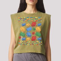 Master Builder Funny Building Blocks Gifts Garment-Dyed Women's Muscle Tee