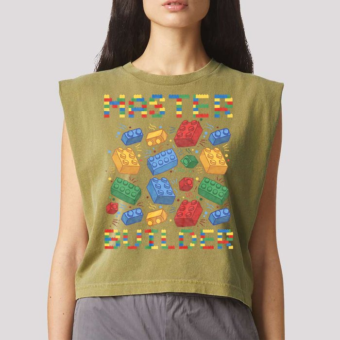Master Builder Funny Building Blocks Gifts Garment-Dyed Women's Muscle Tee