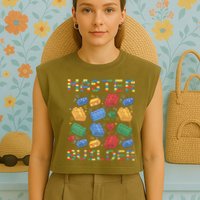 Master Builder Funny Building Blocks Gifts Garment-Dyed Women's Muscle Tee