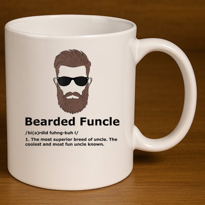 Mens Bearded Funcle Funny Uncle Definition 11oz C Handle Ceramic Mug