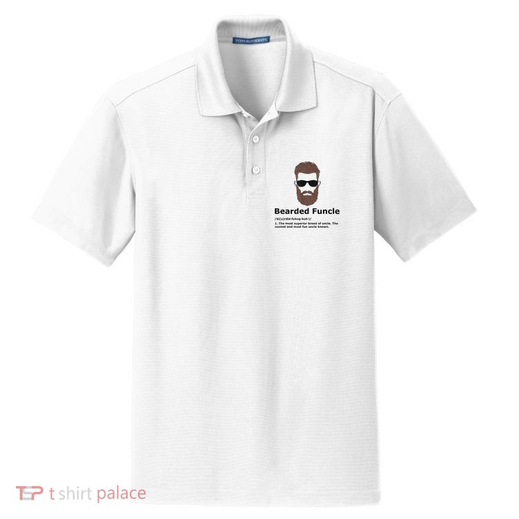 Mens Bearded Funcle Funny Uncle Definition Dry Zone Grid Polo
