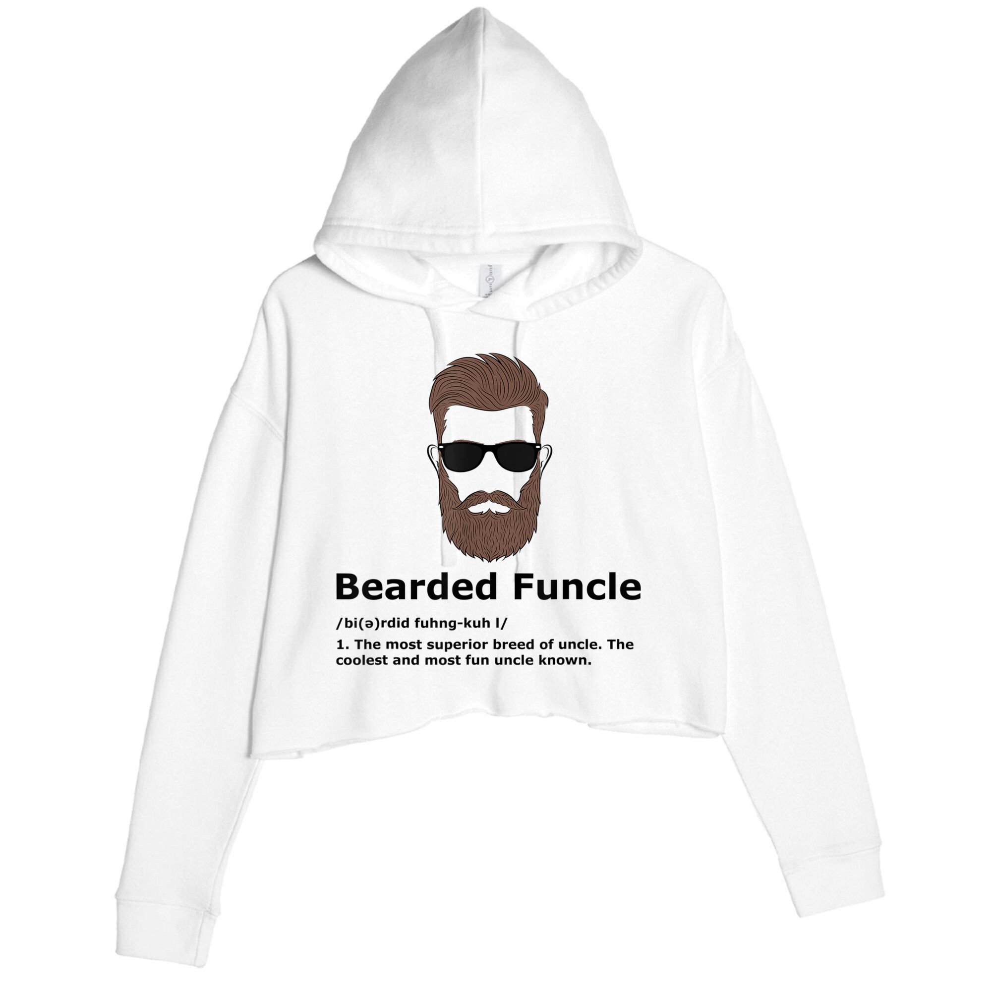 Mens Bearded Funcle Funny Uncle Definition Crop Fleece Hoodie