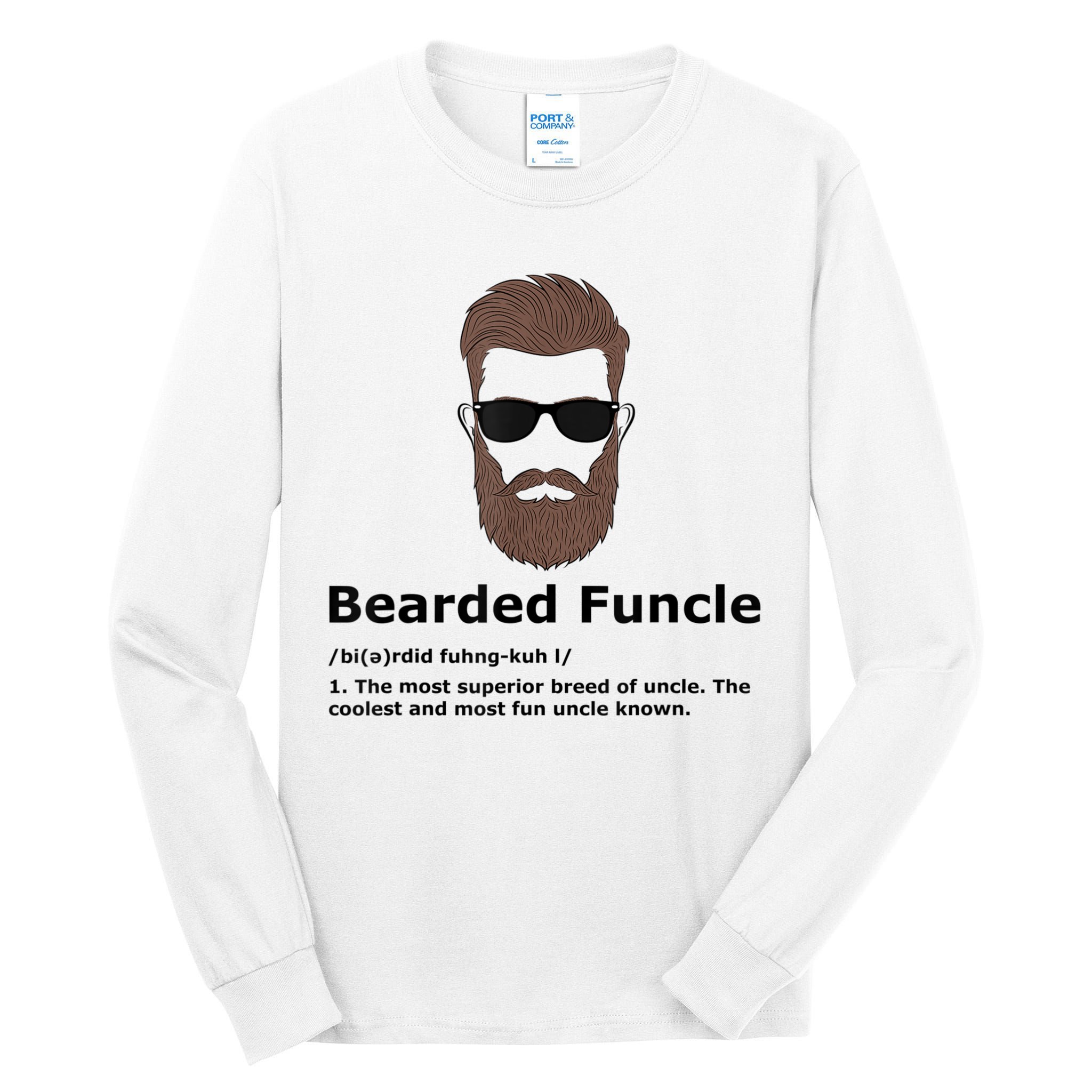 Mens Bearded Funcle Funny Uncle Definition Tall Long Sleeve T-Shirt