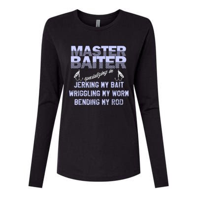 Master Baiter Funny Fishermans Skills List Gift Womens Cotton Relaxed Long Sleeve T-Shirt