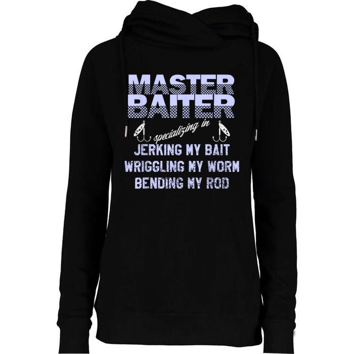 Master Baiter Funny Fishermans Skills List Gift Womens Funnel Neck Pullover Hood