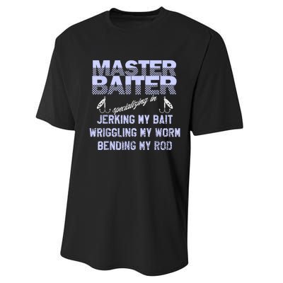 Master Baiter Funny Fishermans Skills List Gift Performance Sprint T-Shirt