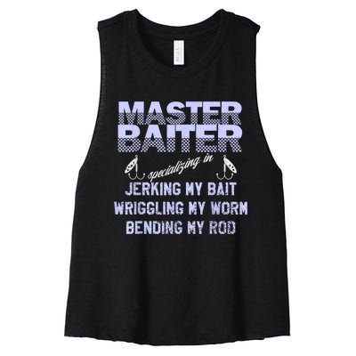 Master Baiter Funny Fishermans Skills List Gift Women's Racerback Cropped Tank