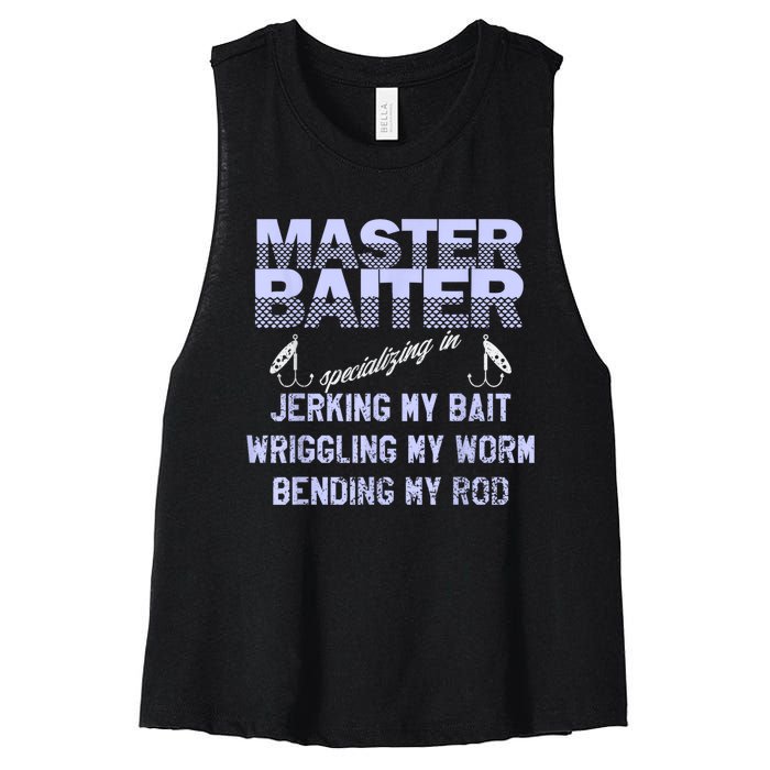 Master Baiter Funny Fishermans Skills List Gift Women's Racerback Cropped Tank